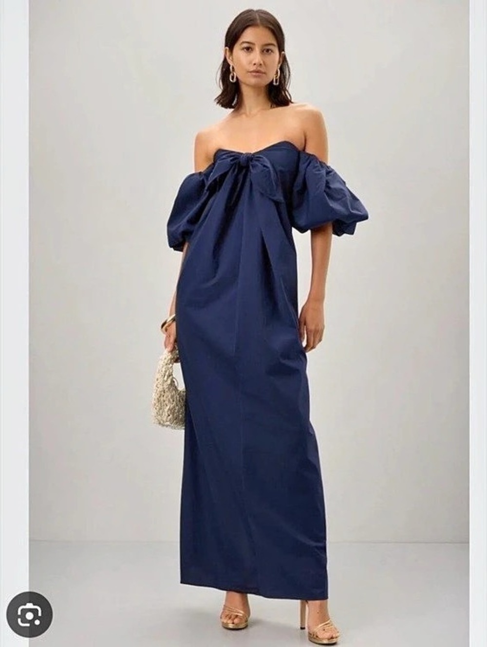 Lulus Reyna Dress Off-Shoulder Maxi Dress in Blue XL NWT